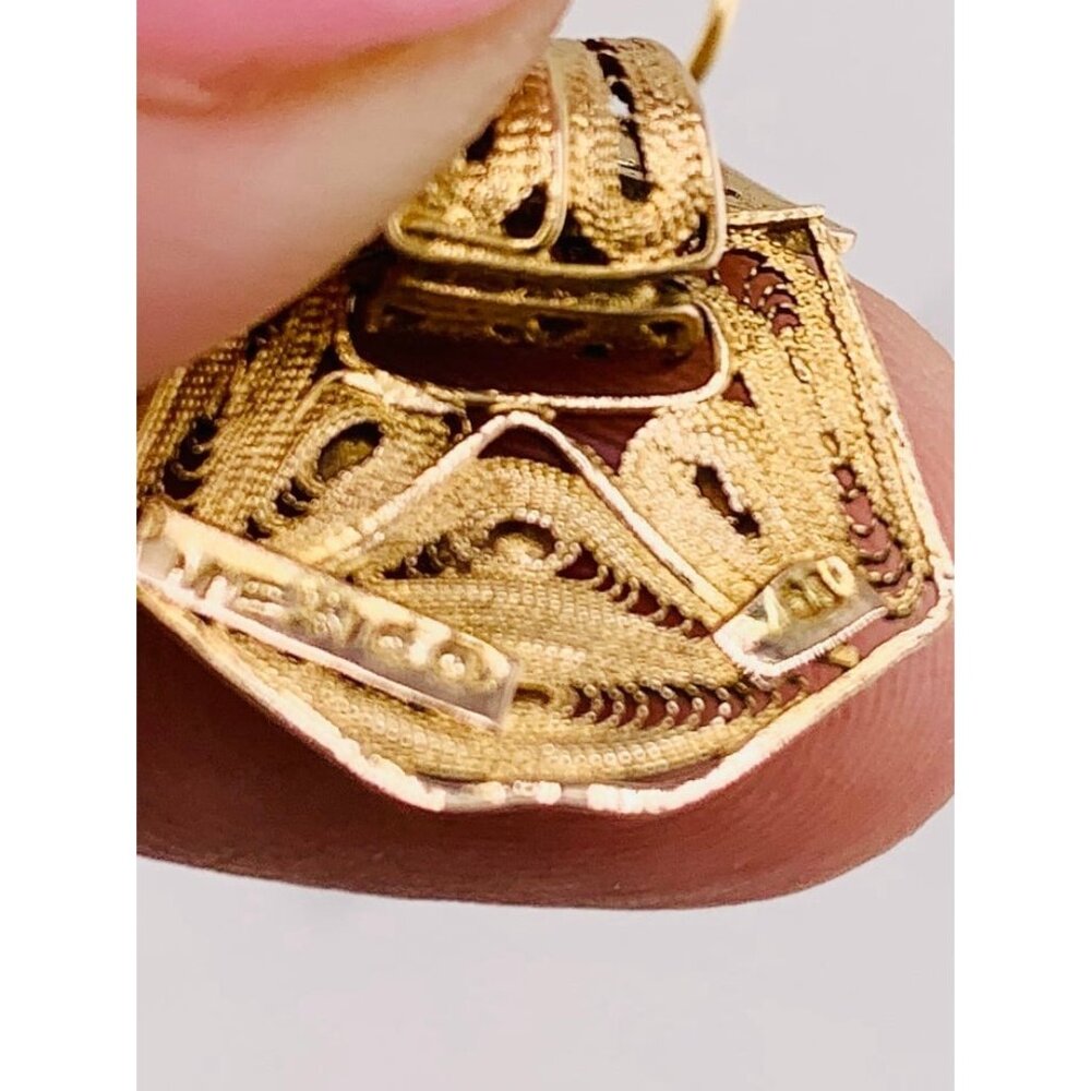10k Solid Gold Earrings Dangle Mexican Traditiona… - image 5